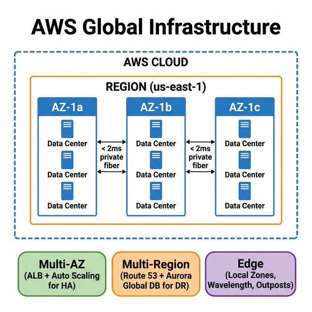 AWS Global Infrastructure — Regions, Availability Zones, and Data Centers