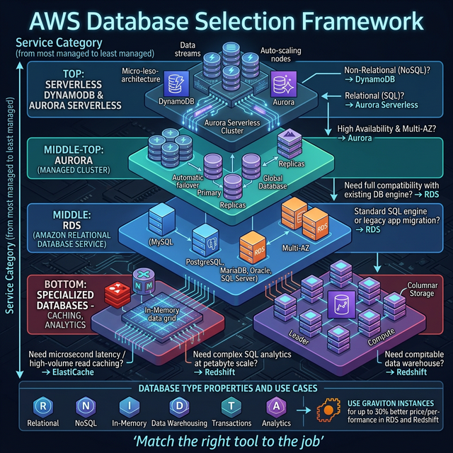 AWS Database Services Decision Framework Diagram
