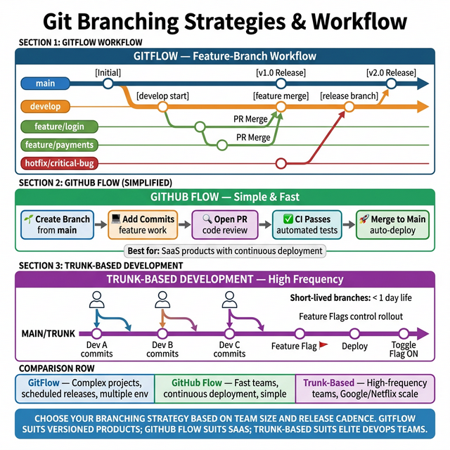 Git Branching Strategies and Workflow Diagram