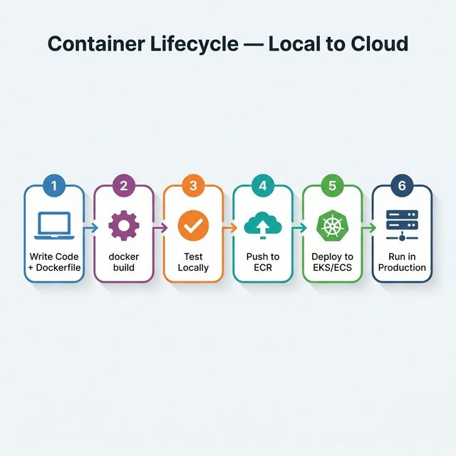 Container Lifecycle Local to Cloud Diagram