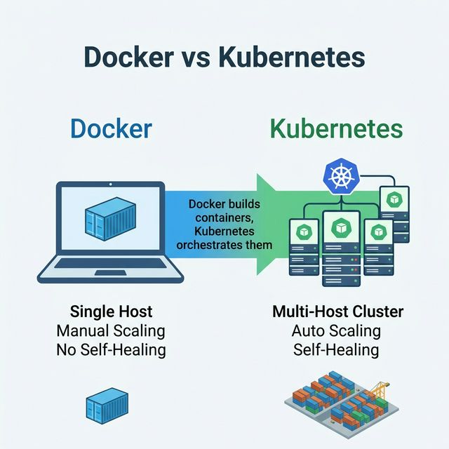 Docker vs Kubernetes Comparison Diagram