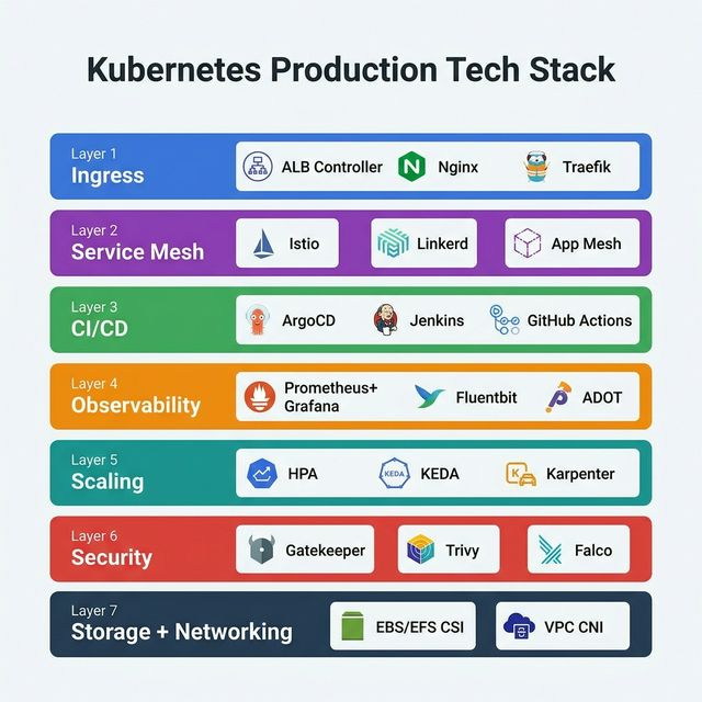 Kubernetes Production Tech Stack Diagram