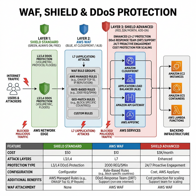 WAF Shield DDoS Protection Diagram